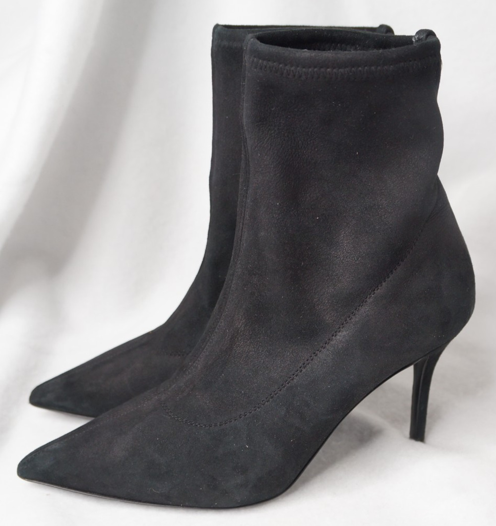 Giuseppe Zanotti Mirea Black Stretch Suede Sock Ankle Boots Stiletto 90mm Sz 39